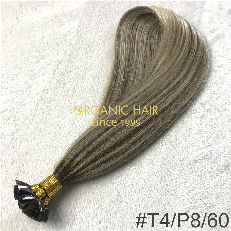 Popular color #T4/P8/60 keratin flat tip and customized color X210